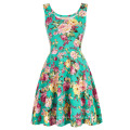 Kate Kasin Stylish & Slim Fit Casual Sleeveless U-Neck Floral Print Summer Dress KK000297-3